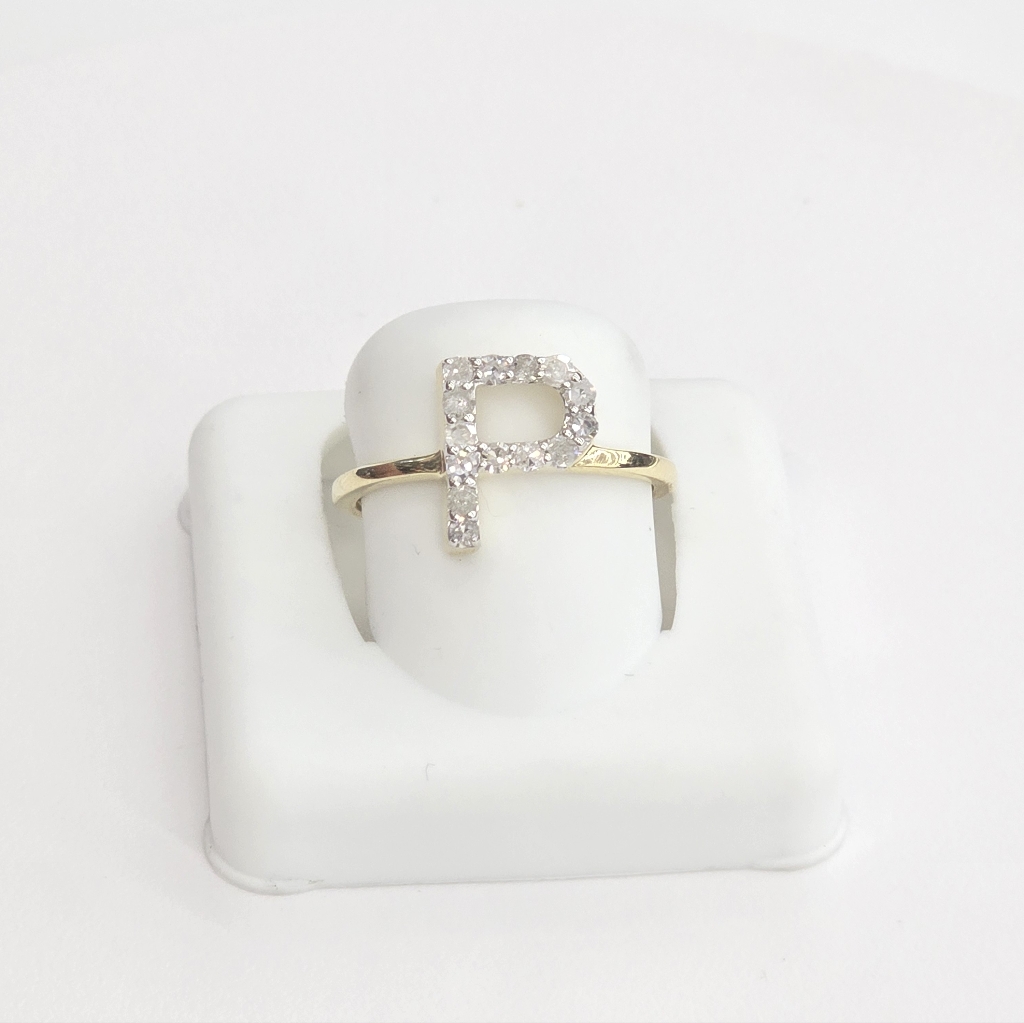 Real Diamond 10kt Gold Initial P Ring For Women